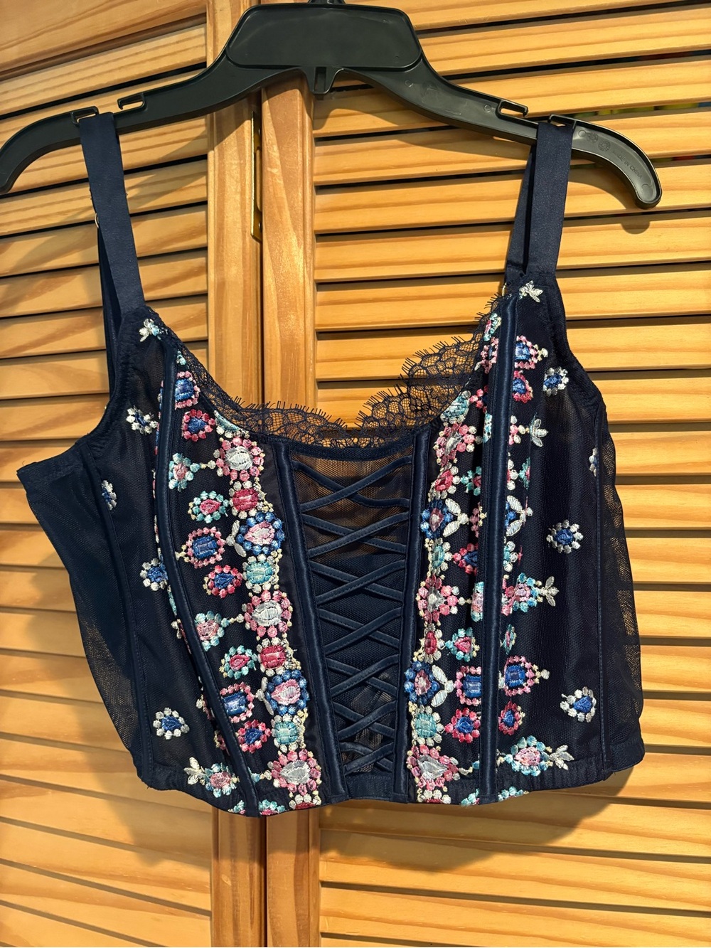 Victoria’s Secret Floral Embroidered Bohemian Sheer Bustier Corset Coquette  NWT